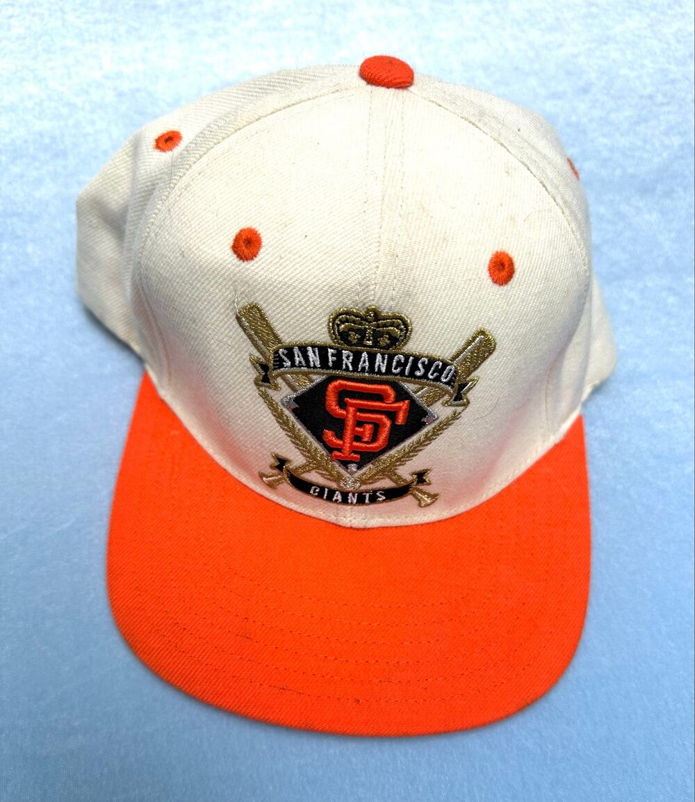 Vintage San Francisco Giants Hat Snapback Crest Crossed Bats White Orange Cap